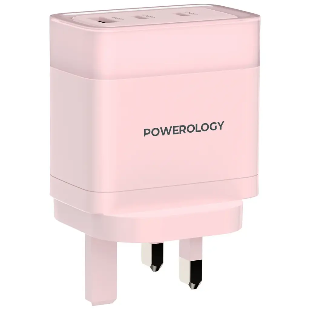 Powerology Lunex Series 65W Fast Charging Adapter USB-C + USB-C + USB-A – Multiple Colors