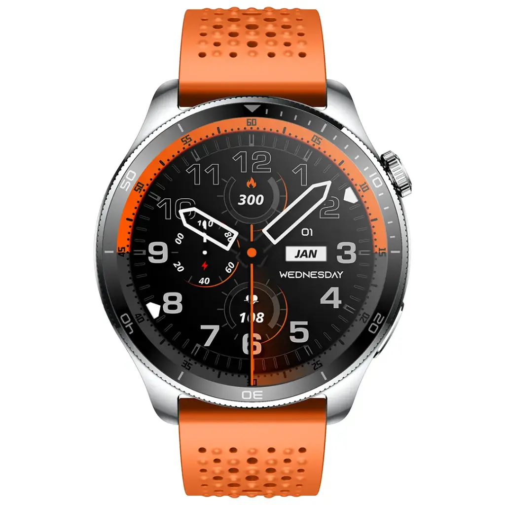 Powerology Sanam Urban Sports Smart Watch AMOLED Display with Bluetooth Calling & 100+ Sports Modes – orange