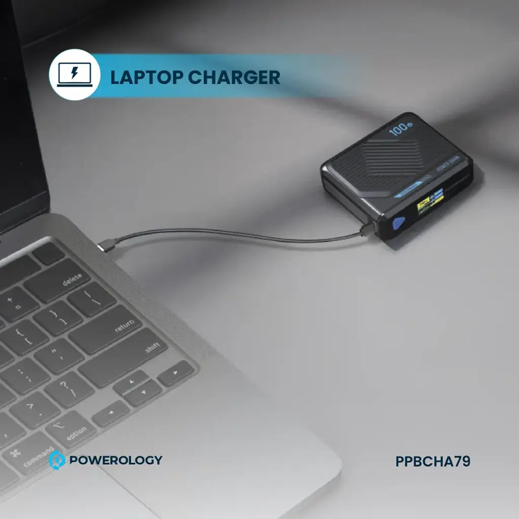 Powerology Ultra-Mini 20000mAh Power Bank 100W PD with 15W MagSafe Wireless Charging – Black
