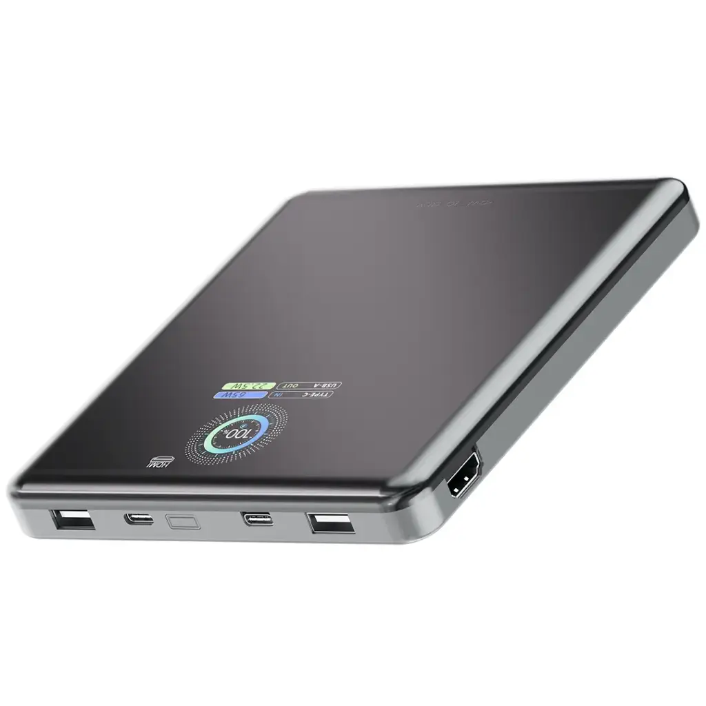Powerology VoltStream 20000mAh Power Bank with 100W PD & 4K HDMI Output – Black