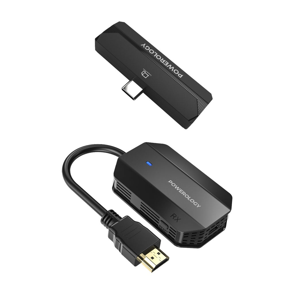 Powerology Wireless HDMI Mirroring Adapter with Type-C Transmitter – 1080P Audio & Video Streaming