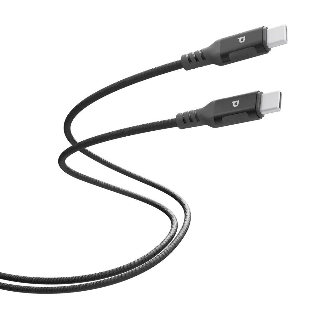 Powerology كابل USB-C إلى USB-C V3.1 5G معدني بغطاء نايلون مضفر 100W بطول 2 متر