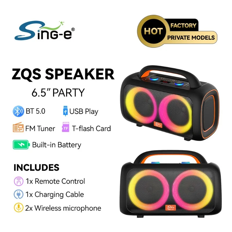 SING-E ZQS-L19 Wireless Karaoke Speaker with Microphone & LED Lights - Perfect for Kids Home