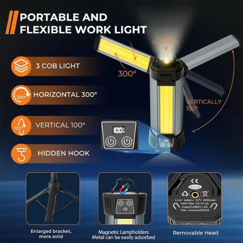 SUPER BRIGHT WORK LIGHT P50 LED +3 COB COB FLOODLIGHT