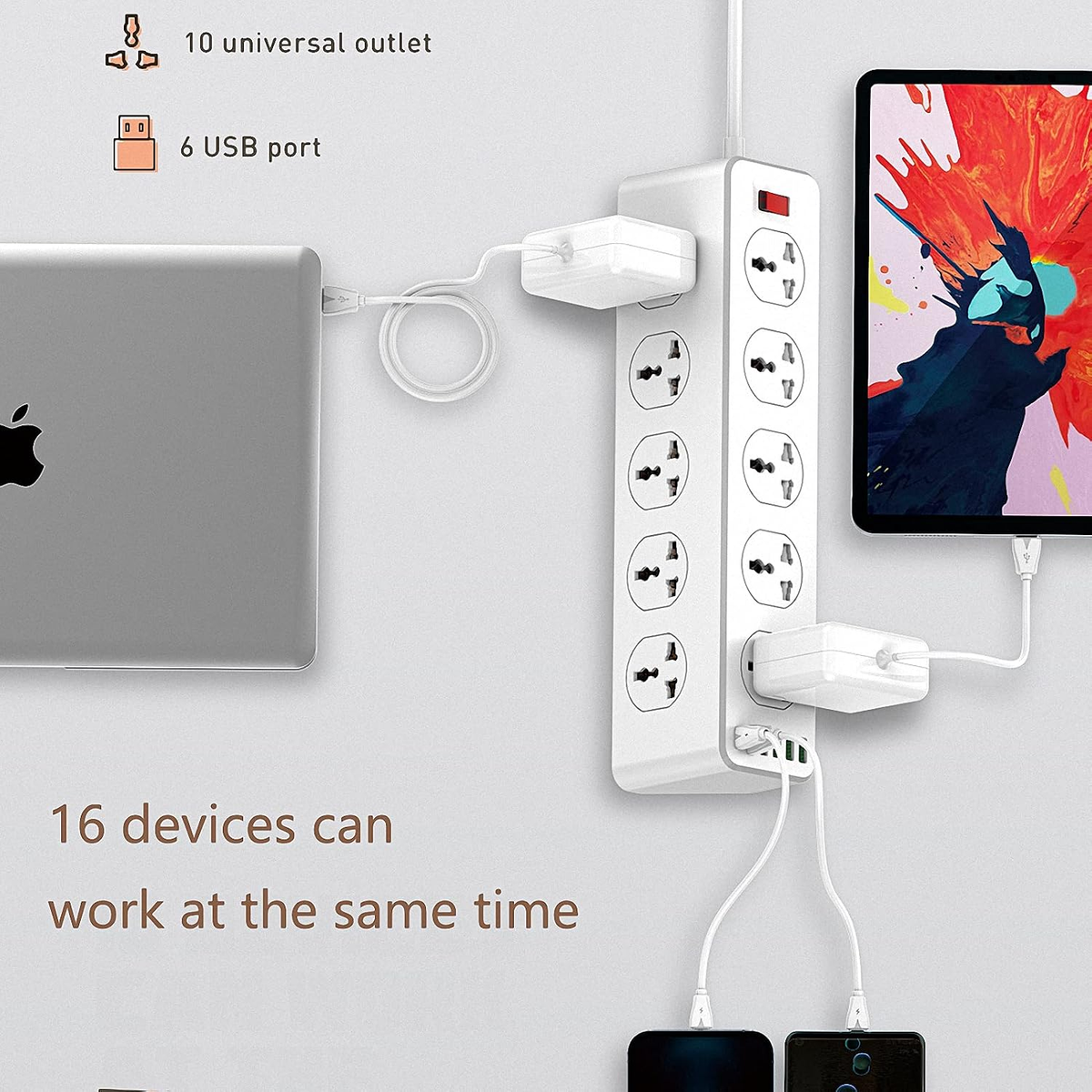 POWER SOCKET 2500W 2M USB-C / 2 USB-A