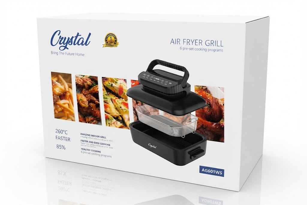 Crystal AIR FRYER GRILL  AG601ws-CRYSTAL-BLACK