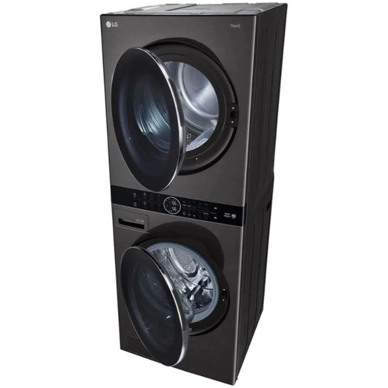 غسالة LG بسعة 21 كجم ومجفف بسعة 16 كجم برج غسيل تحميل أمامي شاشة LED تحكم FWT2116BS-9