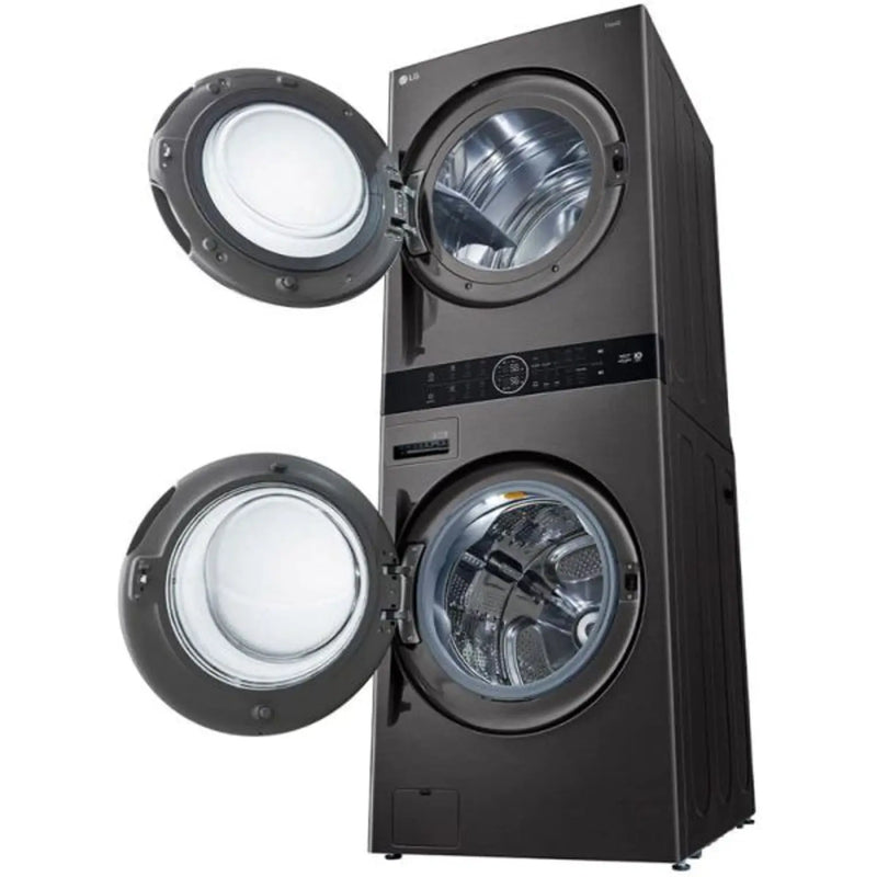 غسالة LG بسعة 21 كجم ومجفف بسعة 16 كجم برج غسيل تحميل أمامي شاشة LED تحكم FWT2116BS-7