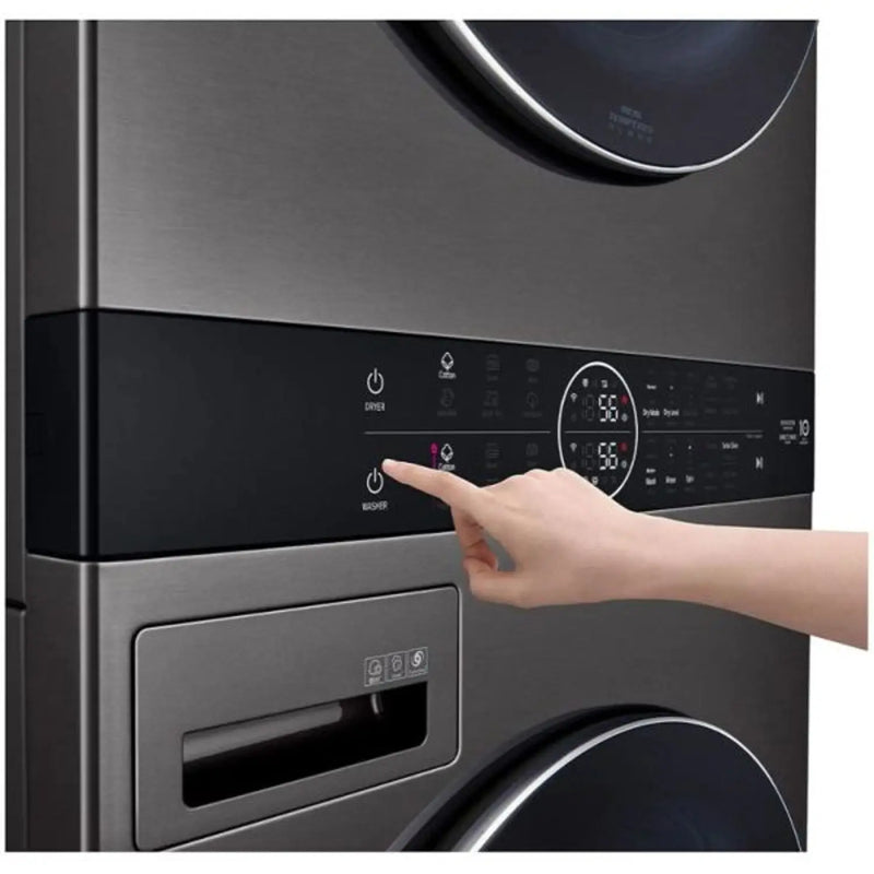 غسالة LG بسعة 21 كجم ومجفف بسعة 16 كجم برج غسيل تحميل أمامي شاشة LED تحكم FWT2116BS-3