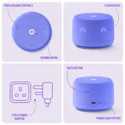 Yango Yasmina Lite AI Smart Speaker with LED Clock, Bluetooth, Wi-Fi & Voice Assistant – Green / Violet