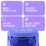 Yango Yasmina Lite AI Smart Speaker with LED Clock, Bluetooth, Wi-Fi & Voice Assistant – Green / Violet