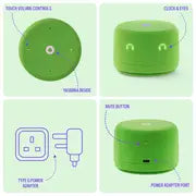 Yango Yasmina Lite AI Smart Speaker with LED Clock, Bluetooth, Wi-Fi & Voice Assistant – Green / Violet