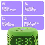 Yango Yasmina Lite AI Smart Speaker with LED Clock, Bluetooth, Wi-Fi & Voice Assistant – Green / Violet