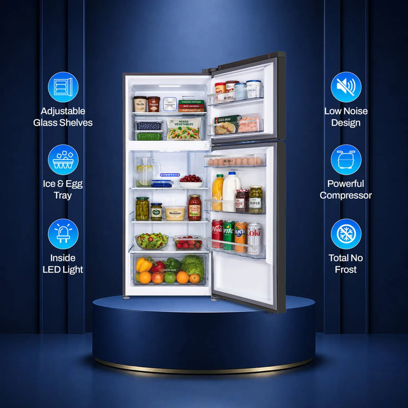 Spj 420l Top Mount Refrigerator Double Door Total No Frost Inverter Compressor Fast Cooling Led Display Spj-Posh-Tmsw550c-5