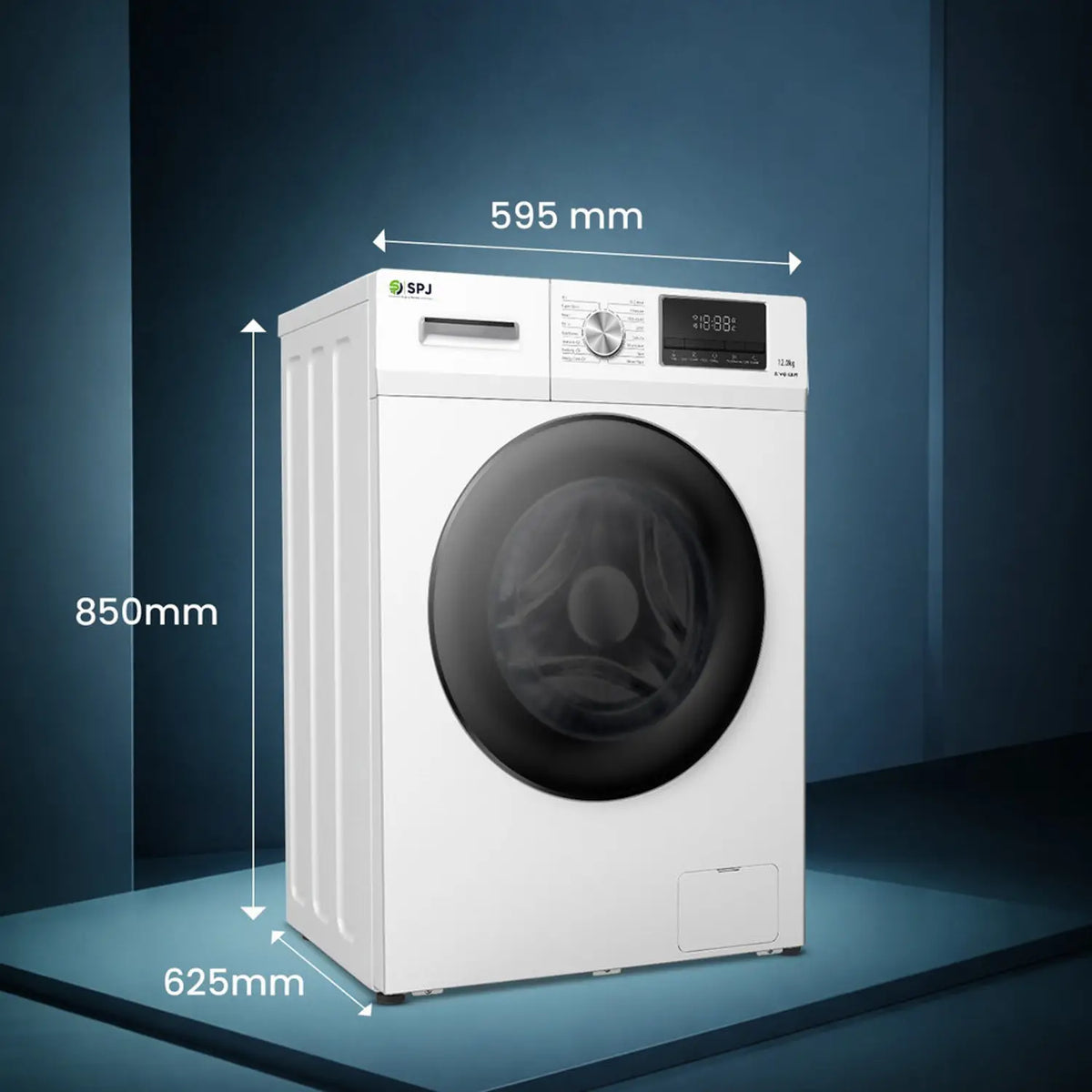 غسالة ملابس أمامية أوتوماتيكية بالكامل Spj بسعة 12 كجم بمحرك BLDC Inverter بسرعة 1400 دورة في الدقيقة Spj-Flfamx-12kwt