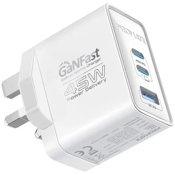 شاحن PROMATE PowerPort-45.UK 45W PD GaNFast