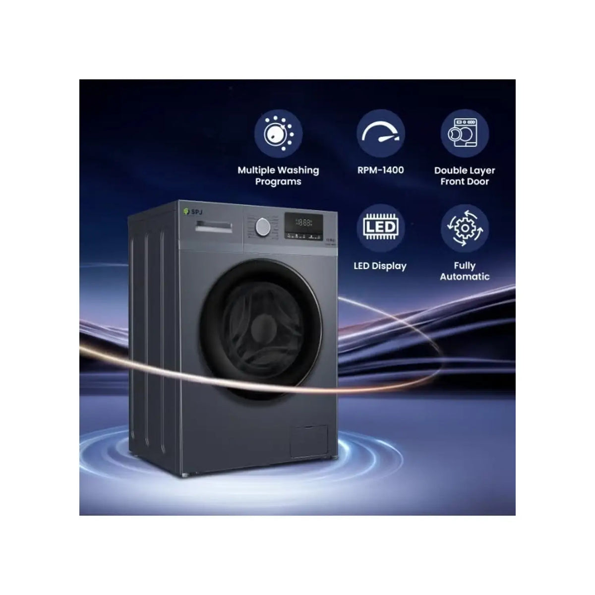 Spj 10kg Front Load Fully Automatic Washing Machine Bldc Inverter Motor 1400 Rpm Spj-Flfamx-10kgr-4
