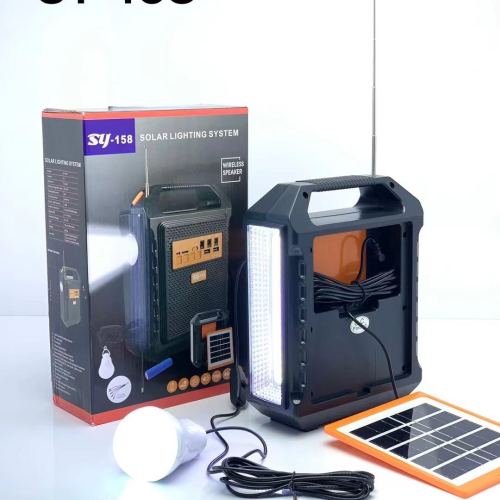 SY-158 Solar Lighting System with Wireless Speaker, Solar Panel & Emergency LED Lighting