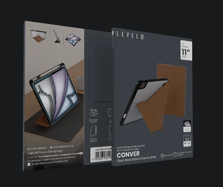 غطاء Levelo Conver Clear Back Hybrid لجهاز iPad Air 11" 2024