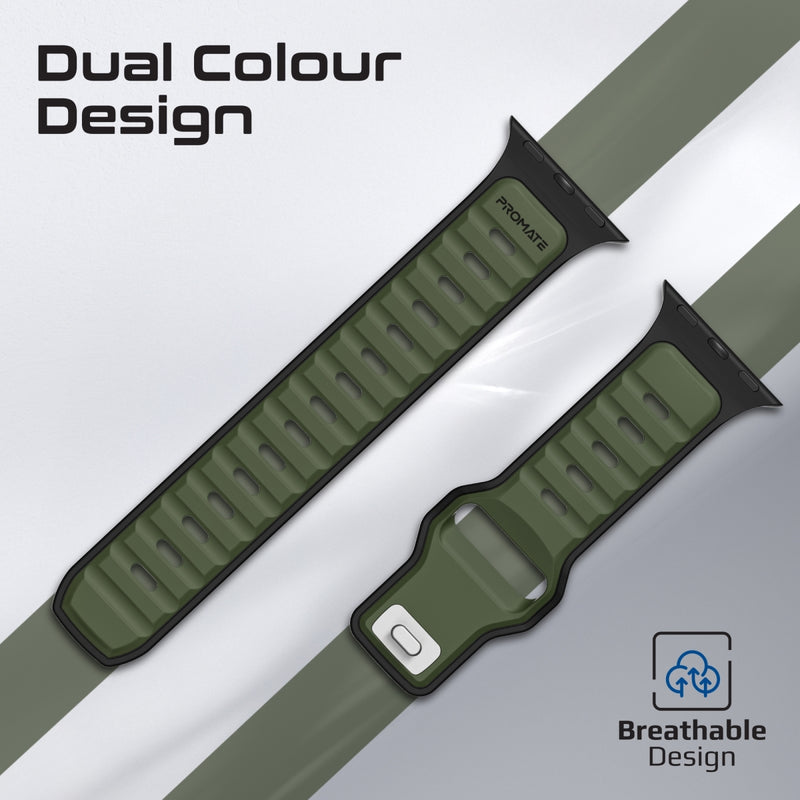 سوار ساعة Apple من السيليكون PROMATE SiliBand-DC مزدوج اللون متوافق مع 42/44mm