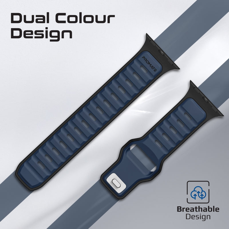 سوار ساعة Apple من السيليكون PROMATE SiliBand-DC مزدوج اللون متوافق مع 42/44mm