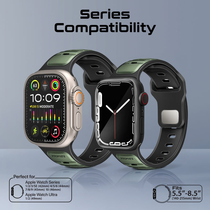 سوار ساعة Apple من السيليكون PROMATE SiliBand-DC مزدوج اللون متوافق مع 42/44mm