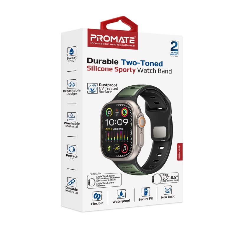 سوار ساعة Apple من السيليكون PROMATE SiliBand-DC مزدوج اللون متوافق مع 42/44mm