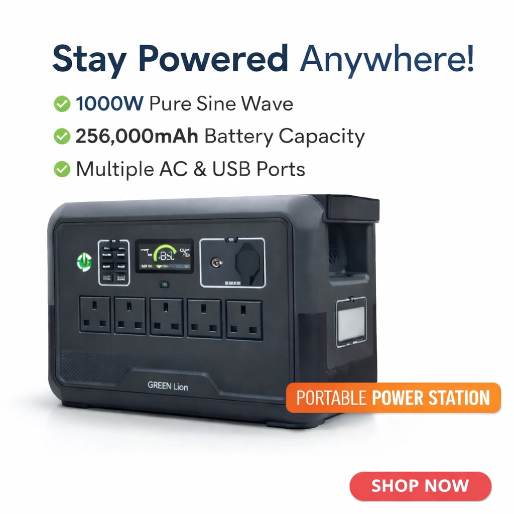 Green Lion Portable Power Station 1000W – 256,000mAh Battery with Multiple AC & USB Ports