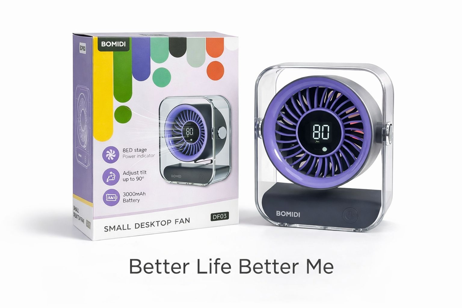 مروحة مكتبية محمولة ببطارية 3000mAh وتحكم 100 سرعة – بوميدي BOMIDI DF03 Desktop Fan