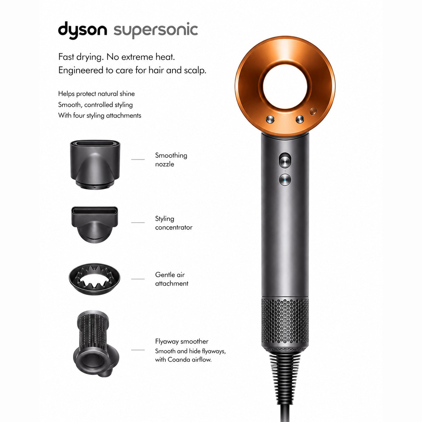 مجفف الشعر Dyson Supersonic Origin عالي السرعة مع ملحقات تصفيف – ألوان متعددة