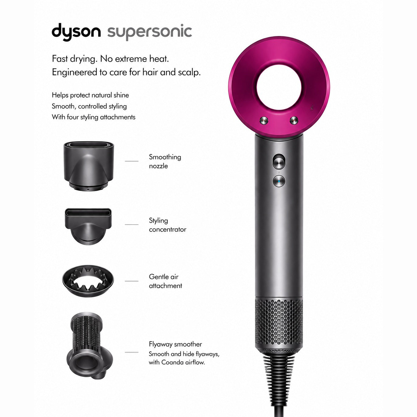 مجفف الشعر Dyson Supersonic Origin عالي السرعة مع ملحقات تصفيف – ألوان متعددة