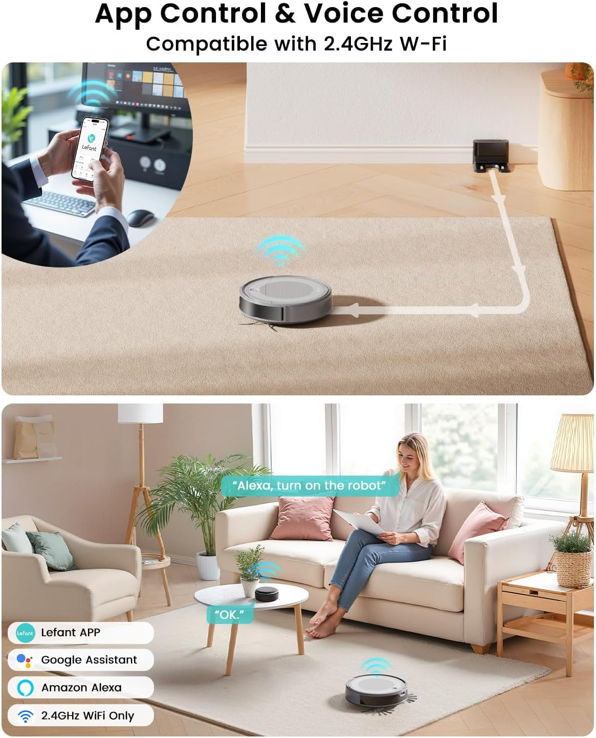 Lefant M310 Ultra Robot Vacuum and Mop 6000Pa WiFi/App/Alexa Control 170min Runtime