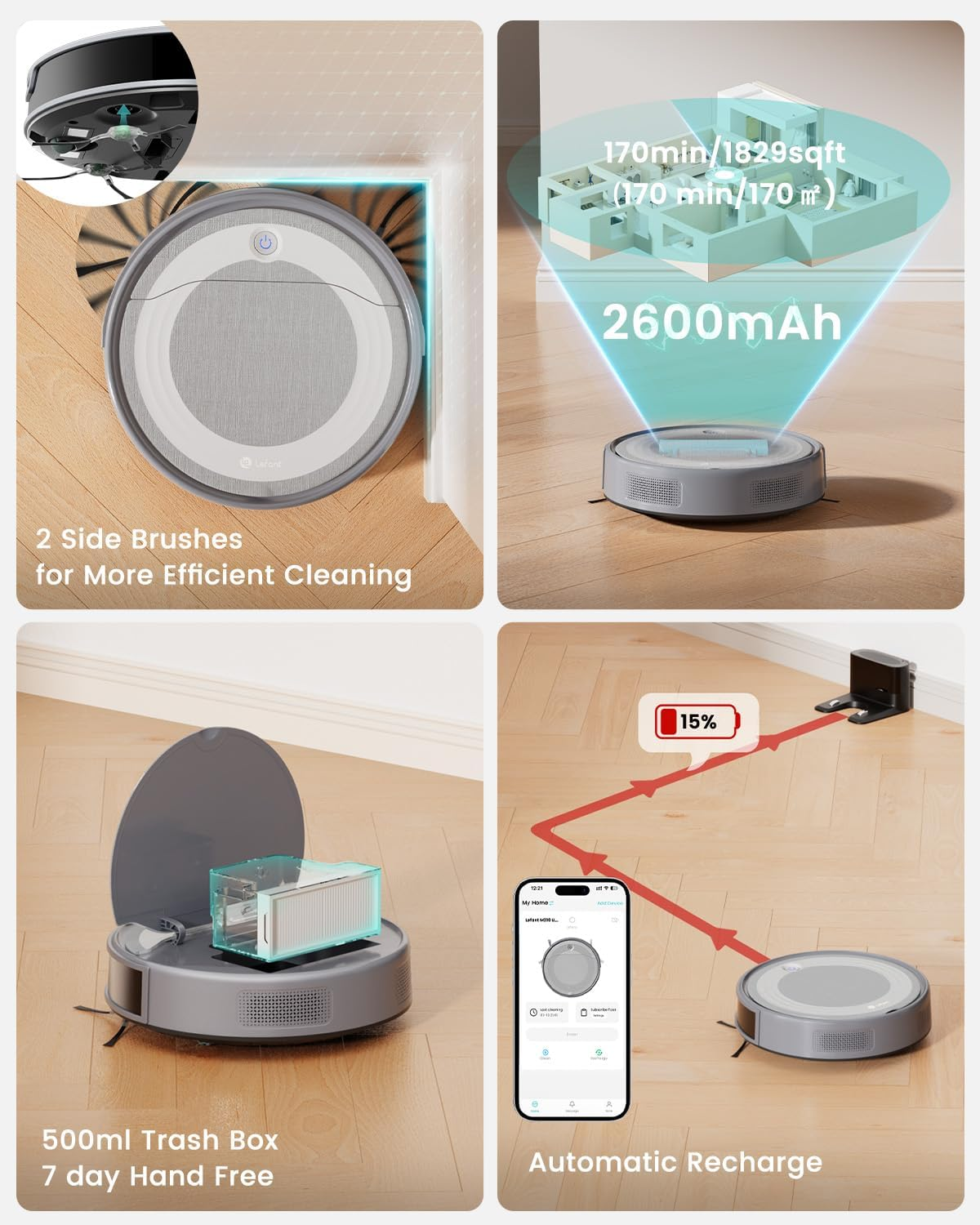 Lefant M310 Ultra Robot Vacuum and Mop 6000Pa WiFi/App/Alexa Control 170min Runtime