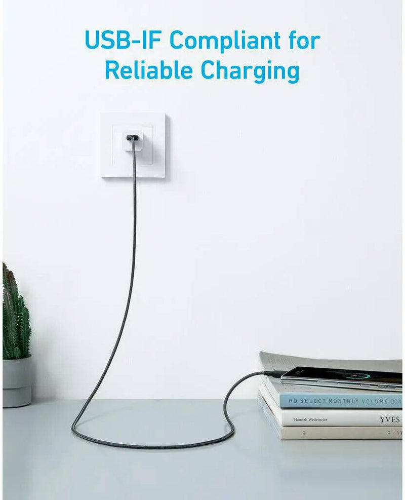 ANKER 322 كابل USB-C إلى USB-C بطول 3 أقدام نايلون A81F5H11 أسود-7