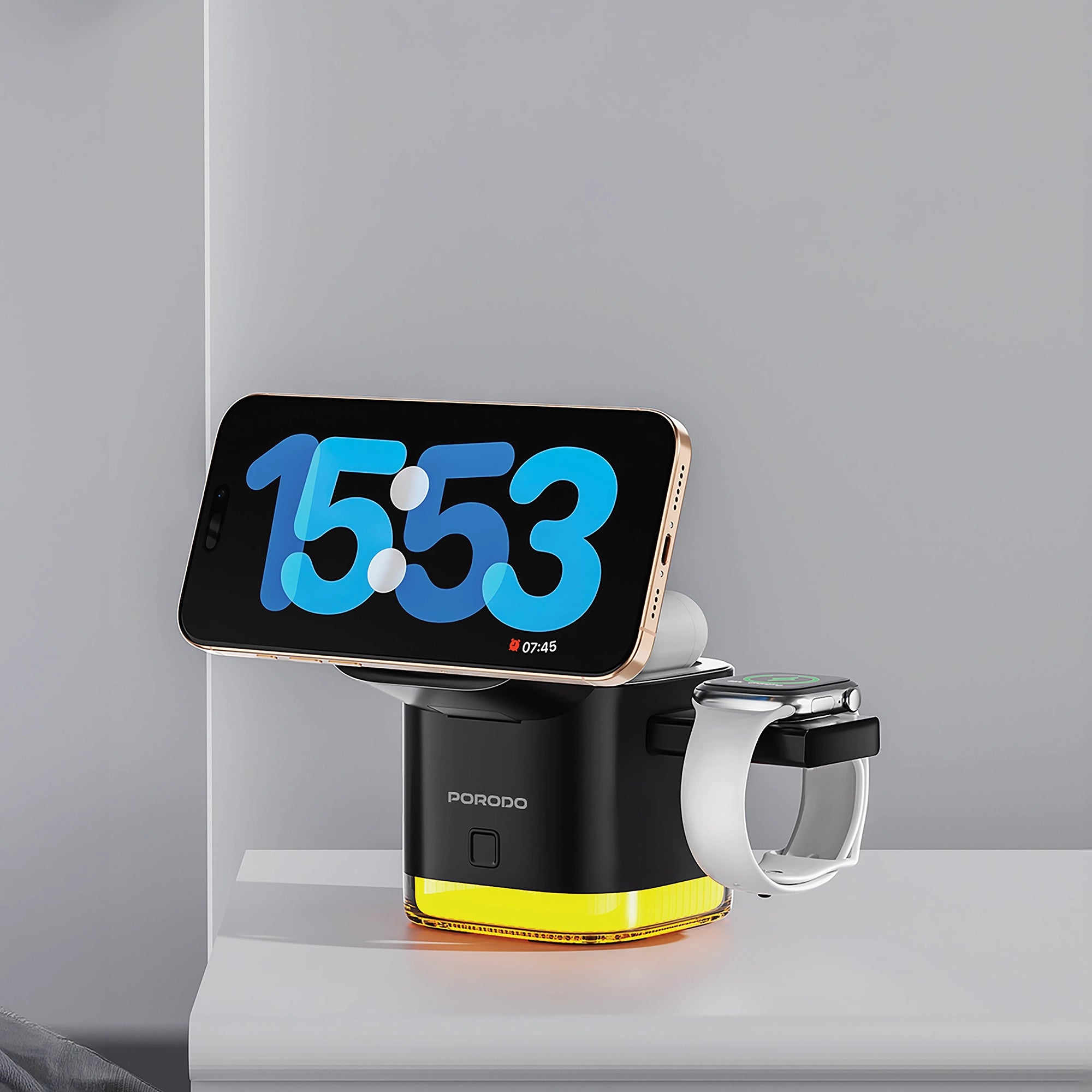 Wireless Charging Station 5-in-1 Qi2 25W with LED Light & Retractable Cable – Porodo