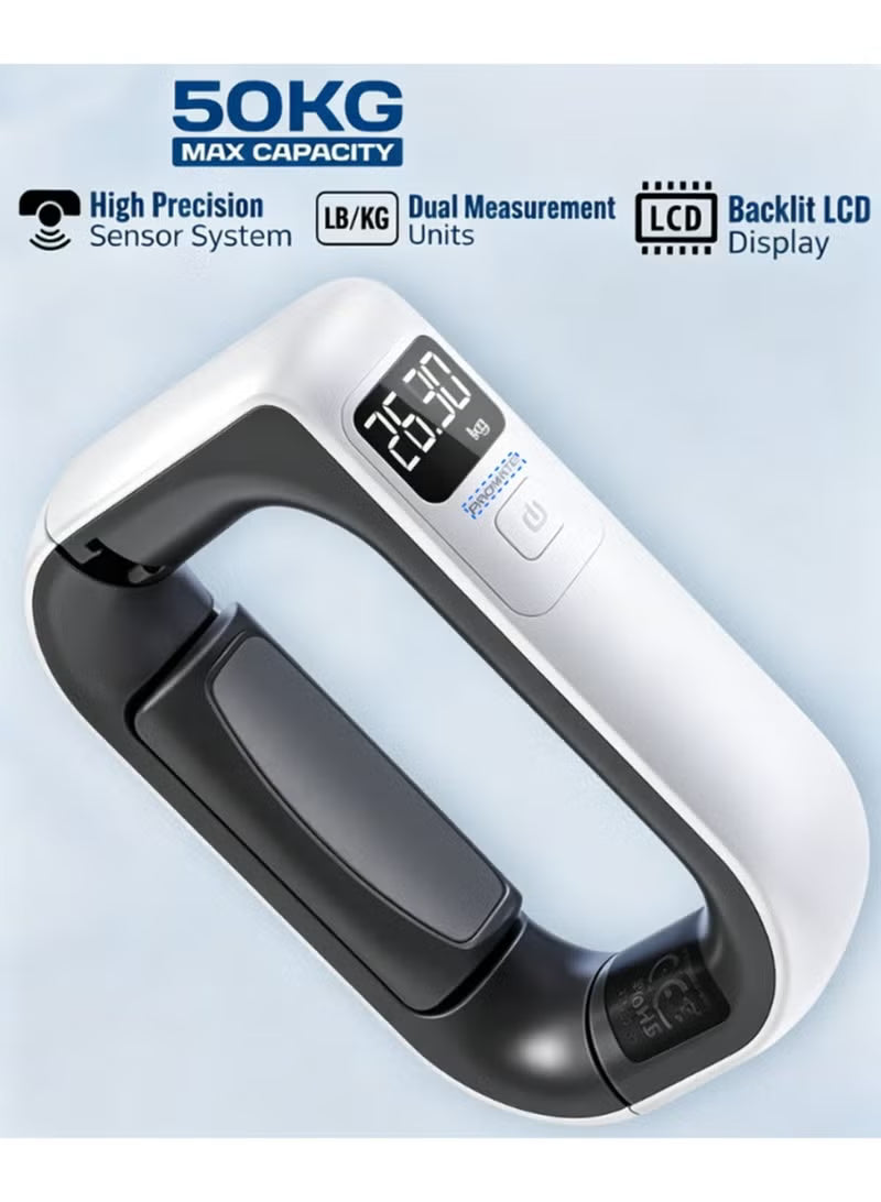 InstaScale-50.White Digital Luggage Weighing Scale w/ LCD Screen
