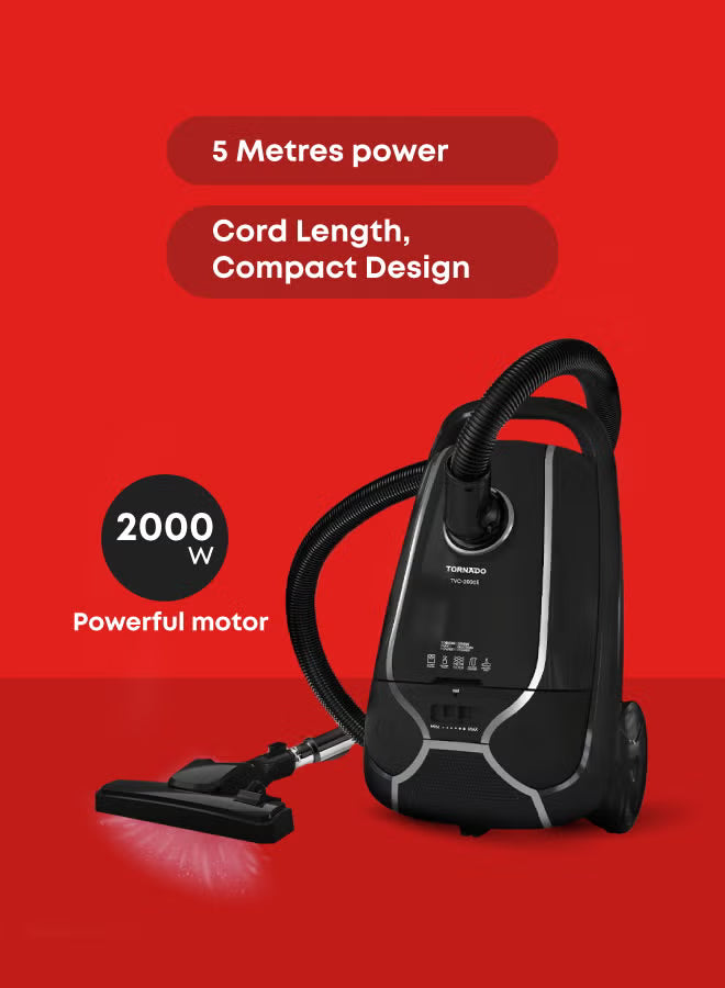 Tornado Vacuum Cleaner 2000 Watt 6 Liter Hepa Filter - Black Tvc-2000Eb-5
