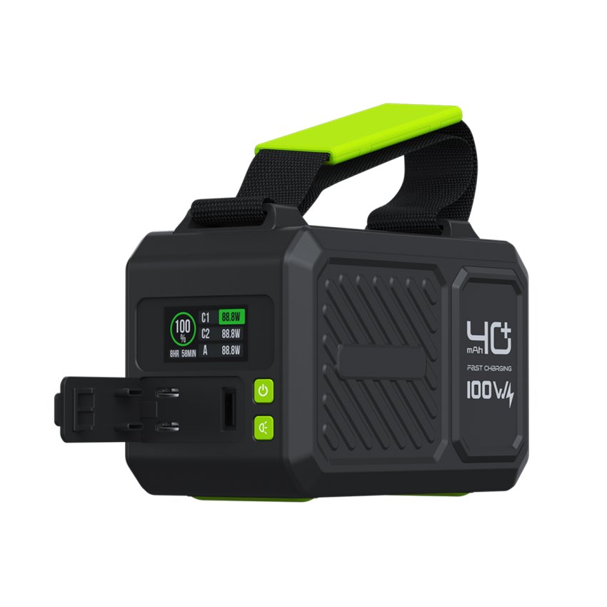 محطة الطاقة المحمولة GOUI Beast 100 بسعة 154Wh وشحن سريع 100W مع مصباح LED – أسود