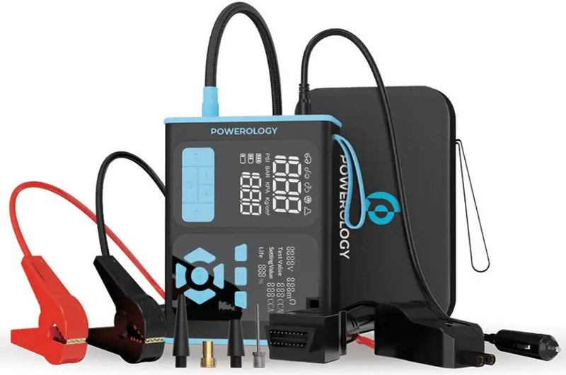 Powerology جهاز تشغيل السيارة المحمول، مضخة هواء وأداة تشخيص السيارات OBD II - أسود/أزرق-5