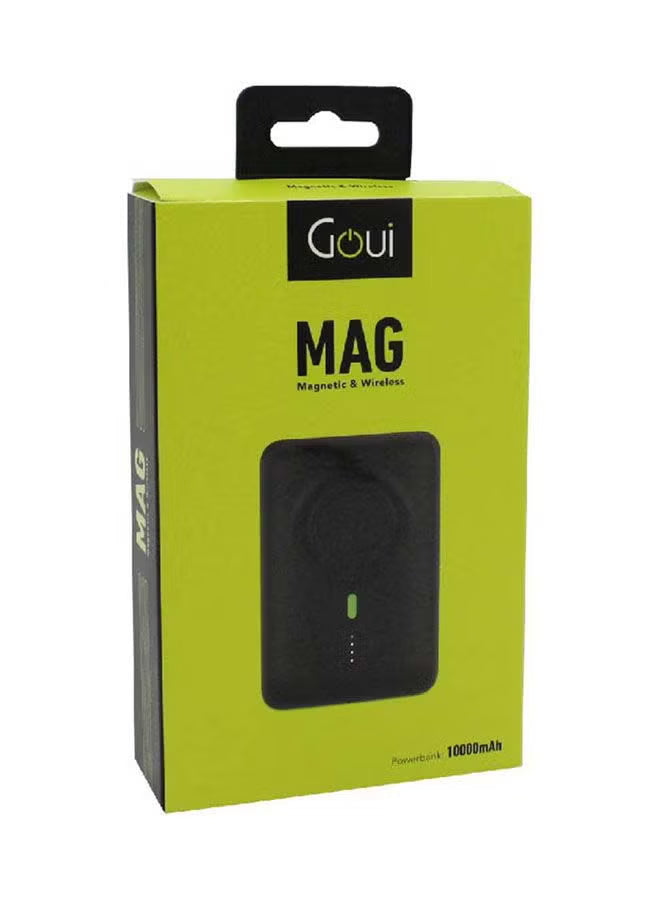 باور بانك GOUI MAG PRO سعة 10000mAh مع شحن لاسلكي مغناطيسي وشاحن Apple Watch مدمج – أسود