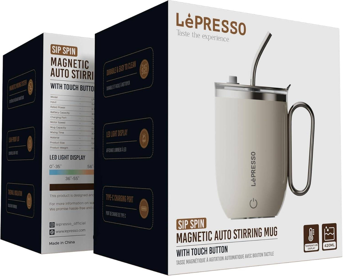 كوب LePresso Sip Spin بسعة 420 مل مع تحريك تلقائي