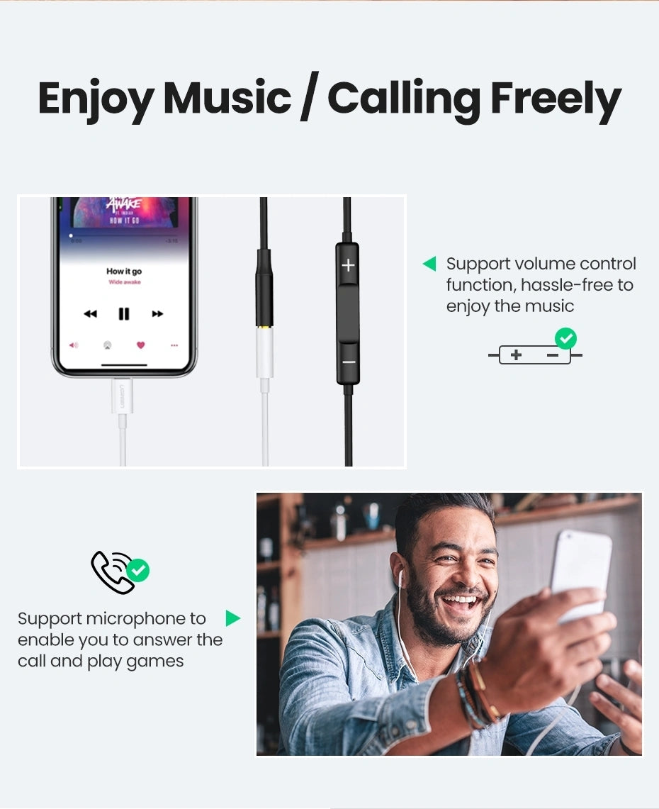 UGREEN Lightning to 3.5mm Headphone Jack Adapter White