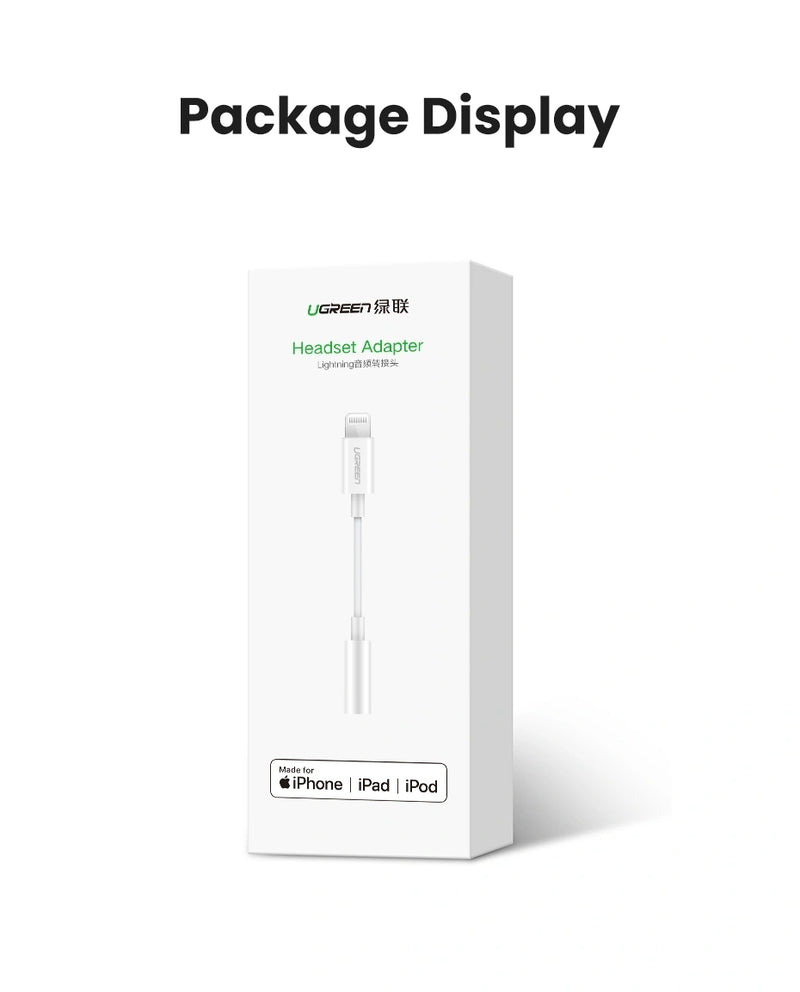 محول UGREEN من Lightning إلى مقبس سماعة 3.5 مم أبيض-7