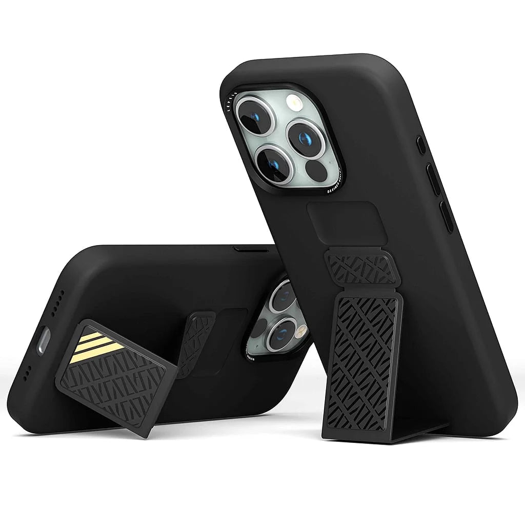 غطاء سيليكون Levelo iPhone 15 Pro Morphix مع قبضة جلدية Levelo - أسود