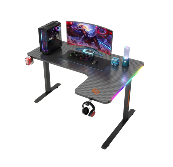 Porodo Gaming RGB Table with Holders – Carbon Fiber Gaming Desk-1