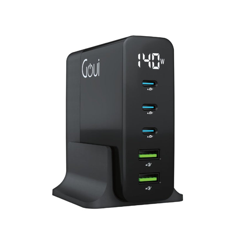 GOUI GAN 140W Desktop Fast Charger 5 Ports UK Plug – Black-1