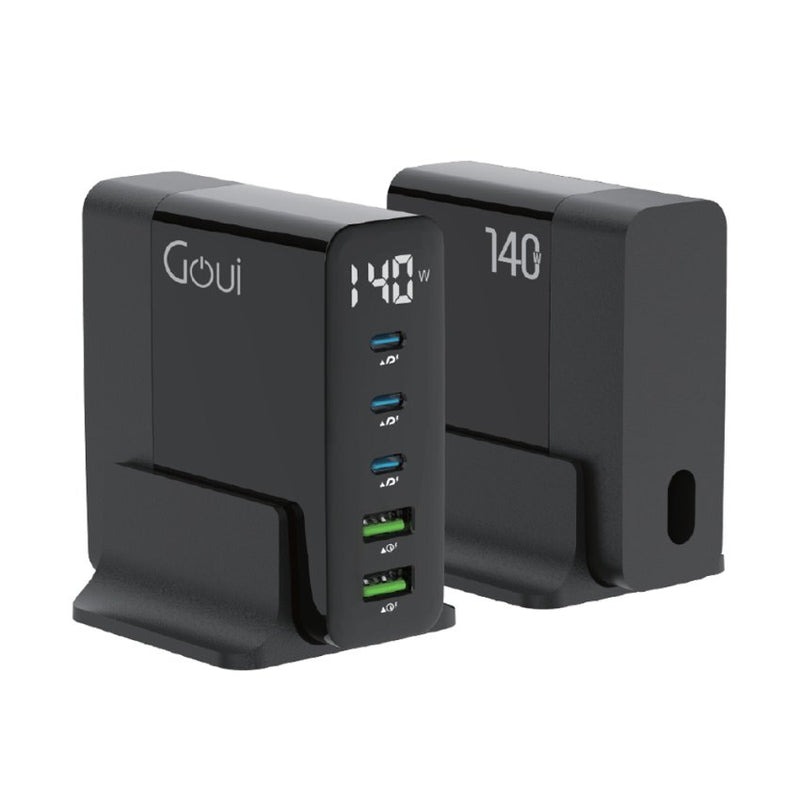 GOUI GAN 140W Desktop Fast Charger 5 Ports UK Plug – Black-2