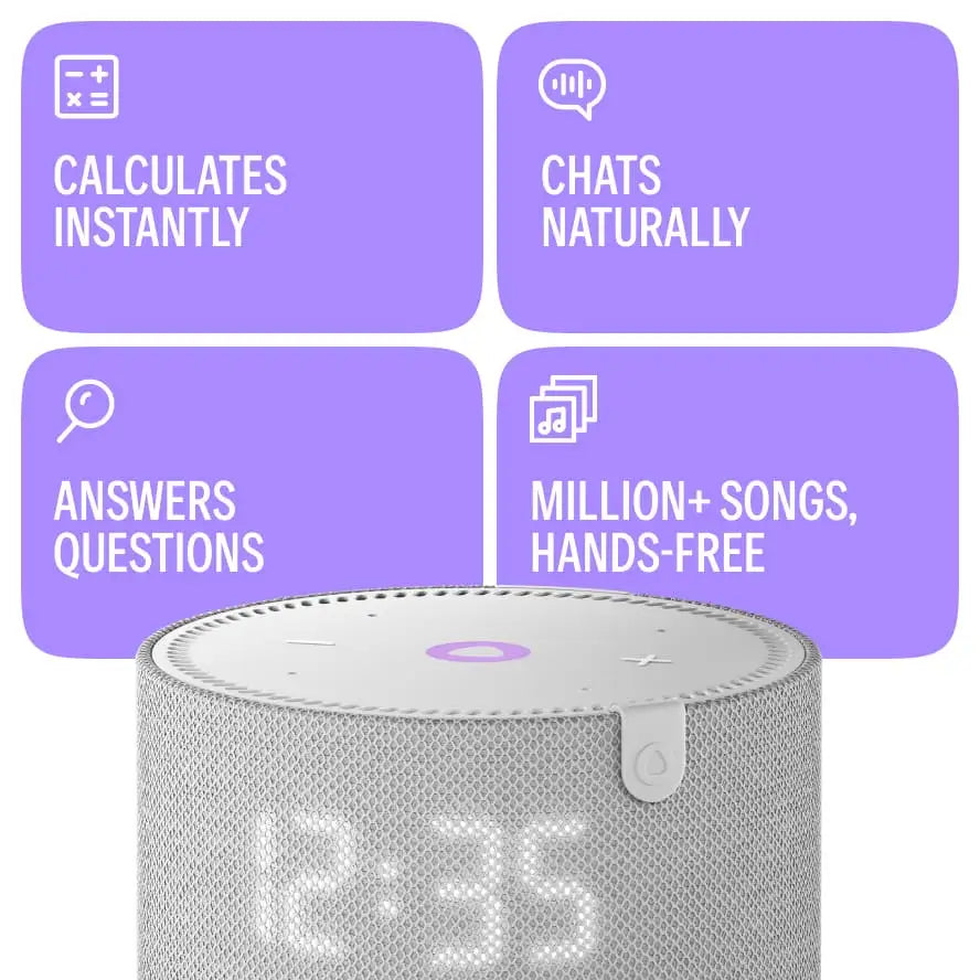 Yango Yasmina Mini AI Smart Speaker with LED Clock, 10W Sound, 4 Microphones, Wi-Fi & Bluetooth – Black