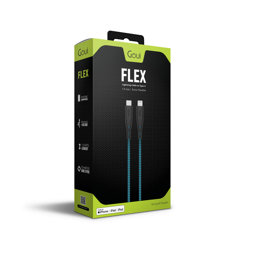 GOUI Flex Lightning to USB-C Cable 1.5M Extra Flexible – Blue