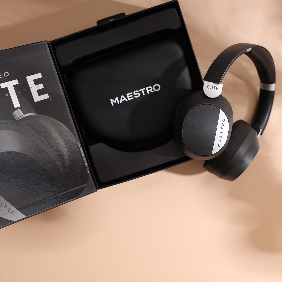 سماعات GOUI Maestro Elite Premium Edition اللاسلكية – تشغيل حتى 30 ساعة – Cream Silver / Black (M-LD18-CG)